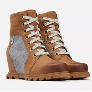 Sorel Joan Of Arctic Wedge III Lexie Ankle Boot Tan Grey Women's 10